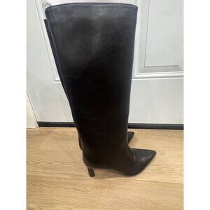 On 34th Black Knee-High Pointed Toe Boots 6.5M Man-Made Materials Womens